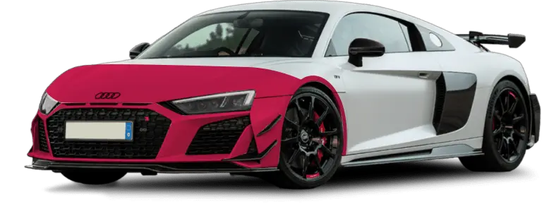Audi R8 with a custom partial vinyl wrap by Slims Detailing Studio in Round Rock, TX.