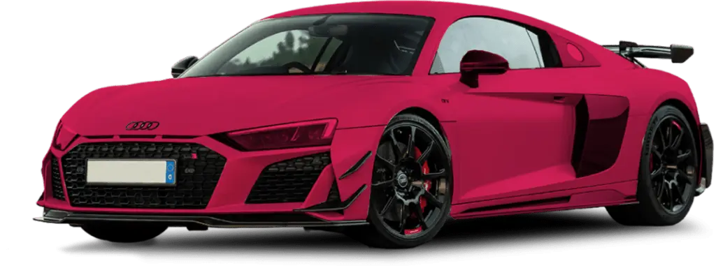Pink Audi R8 with a custom vinyl wrap by Slims Detailing Studio in Round Rock, TX.