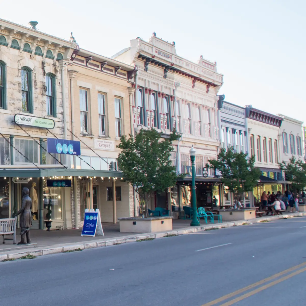 Historic brick storefronts in downtown Georgetown TX, representing our local service area for premium ceramic coatings and PPF