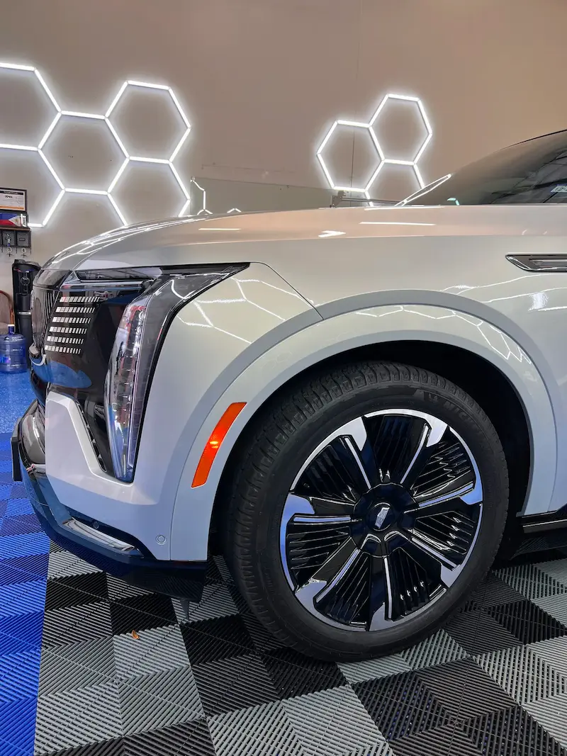 Close-up of a Cadillac Escalade IQ after professional auto detailing at Slims Detailing Studio in Round Rock, TX.