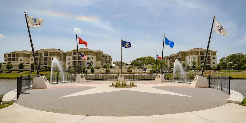 Veterans Memorial Plaza in Leander, TX, one of the communities served by Slims Detailing Studio.